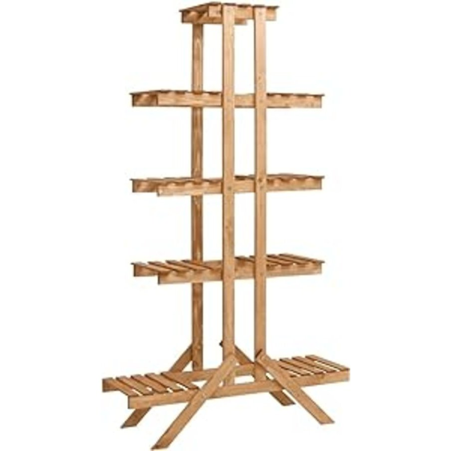 Plant Stand Natural Wood Firwood Medium Shelving Plant Stand