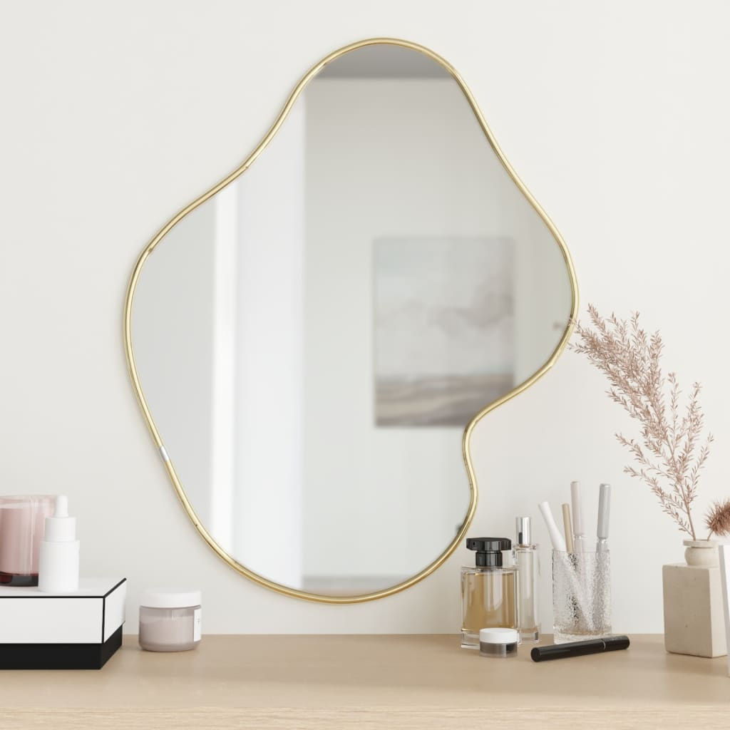 vidaXL Wall Mirror Gold Glass, PVC 23.6 x 19.7 in Mirror Wall Mirror