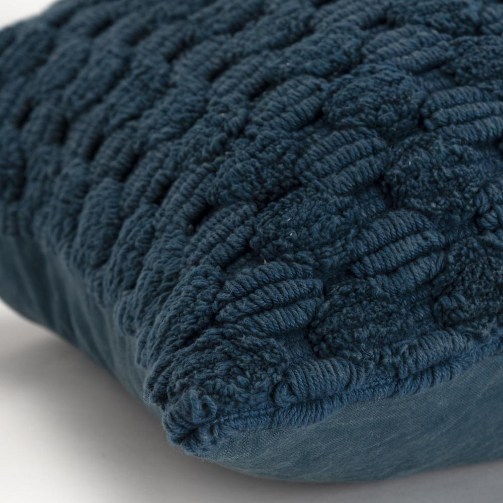 Premium Classic Blue Heavyweight Woven Pillow Cover – Dimensional Stripe Texture, 20" × 20", 1-Piece