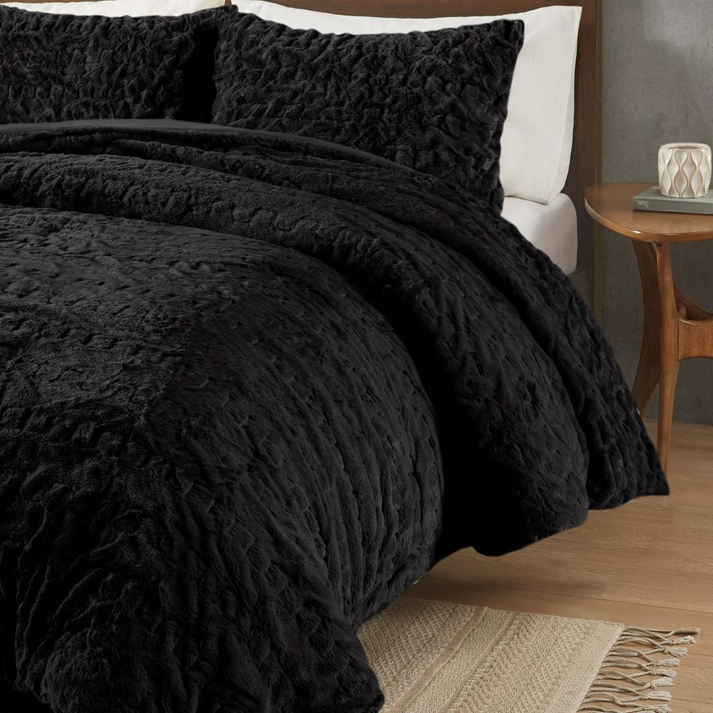 Ruched Fur Down Alternative Comforter Set