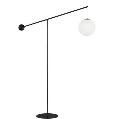 1-Light Incandescent Holly Floor Lamp – Matte Black with Opal Glass Shade