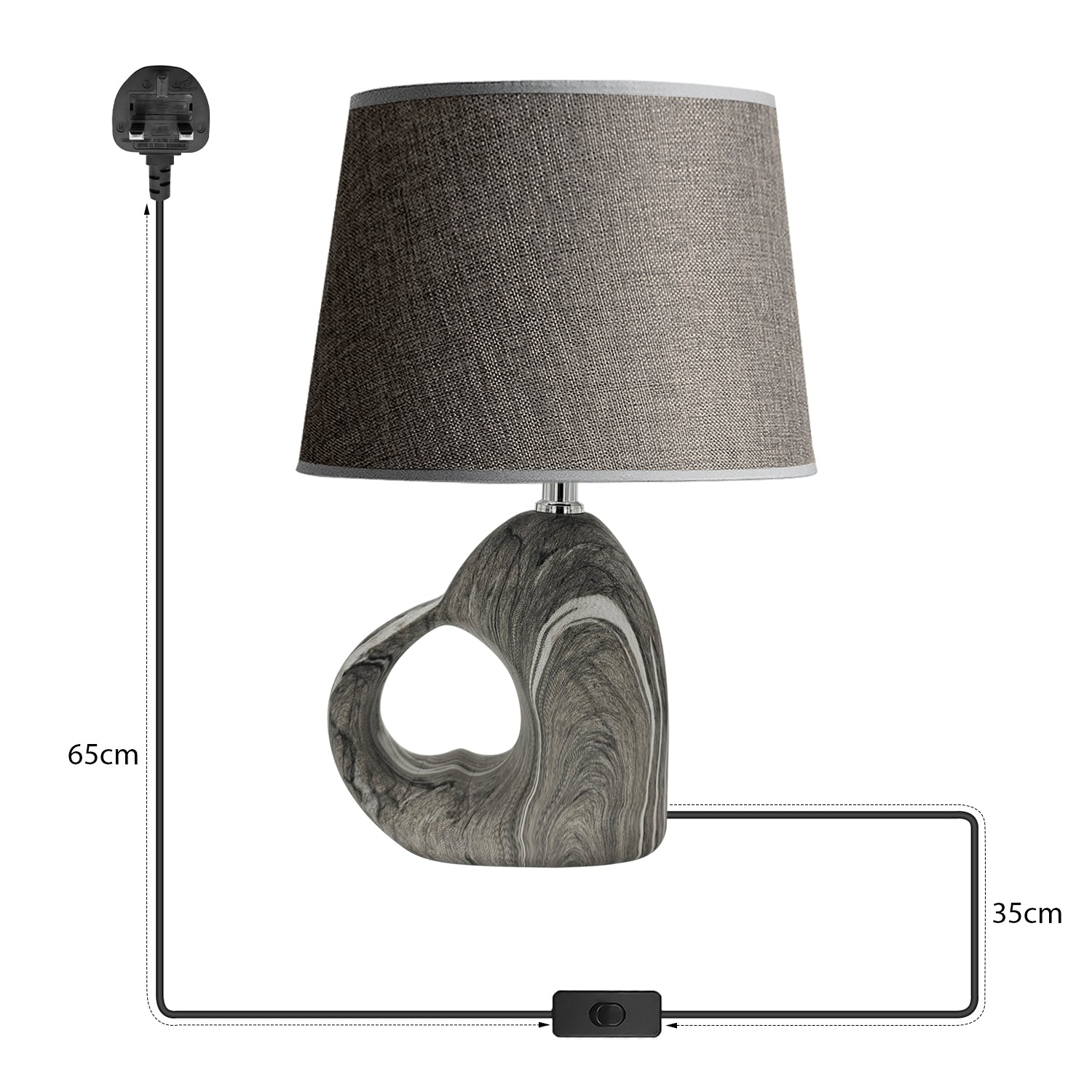 Modern Black Ceramic Desk Lamp – Coolie Shade, Plug-In Design, 60W