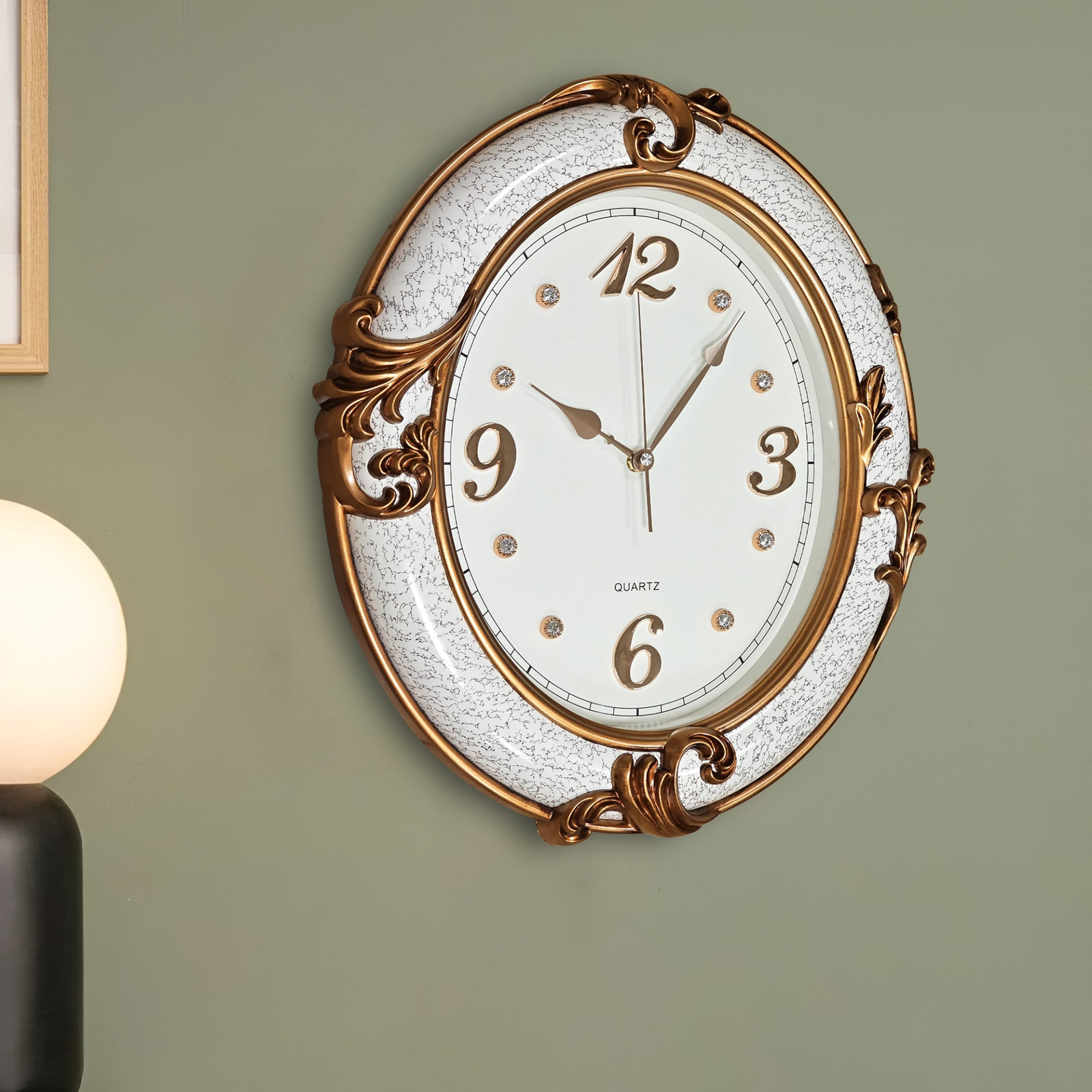 Oval Shape Vintage Antique Design Battery Operated Clock~5183