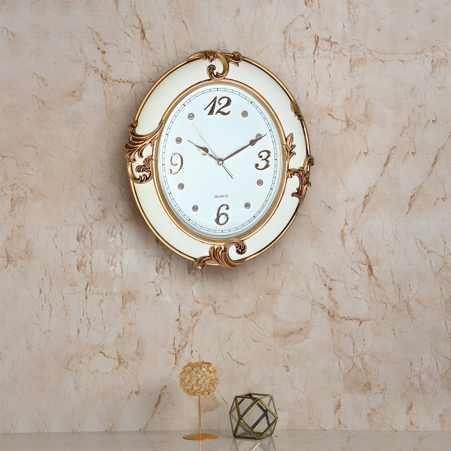 Oval Shape Vintage Antique Design Battery Operated Clock~5183