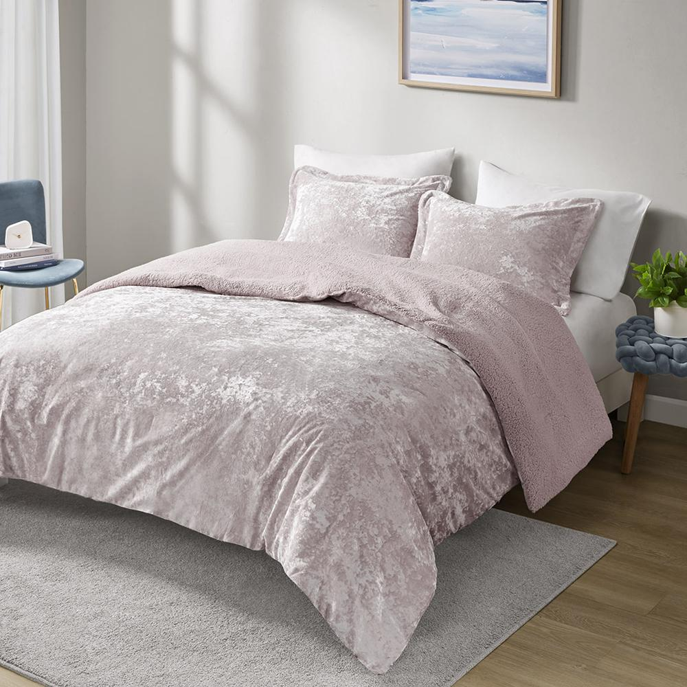 Crushed Velvet Sherpa Reversible Comforter Set