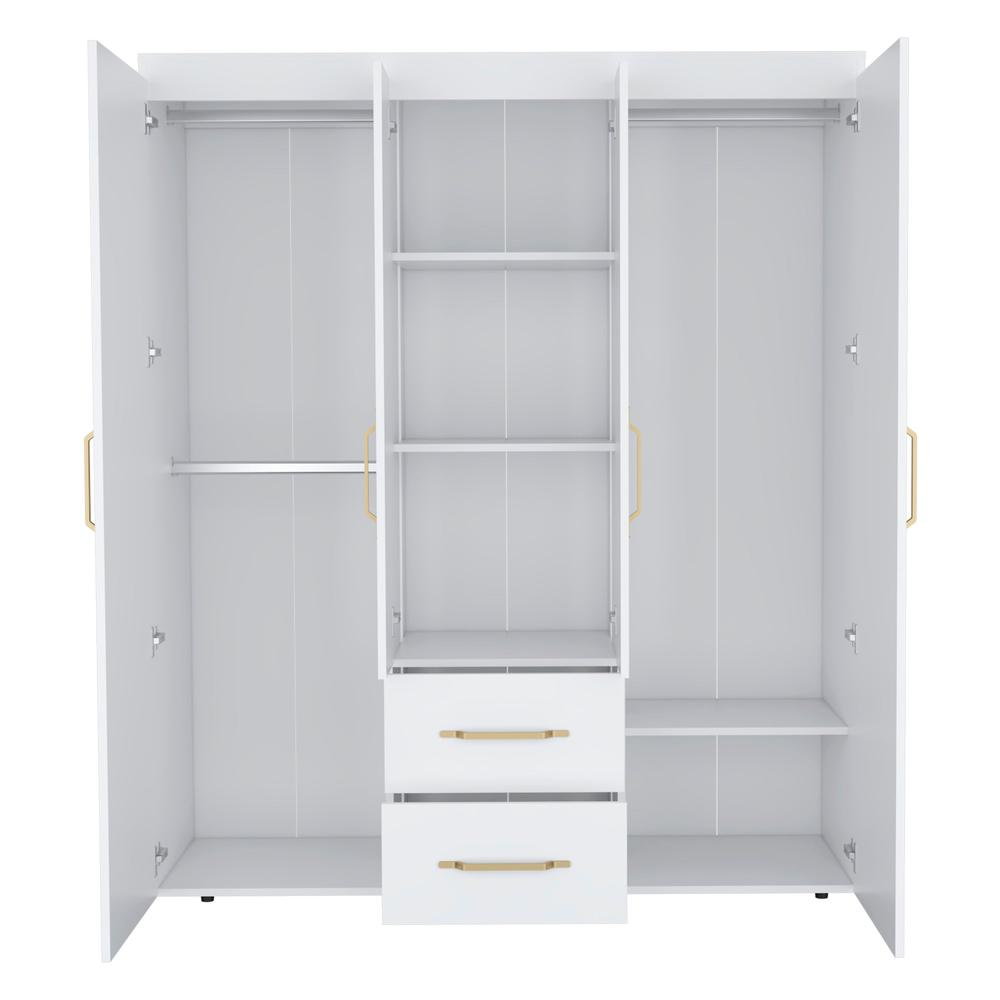 Valier Wardrobe, Deluxe Armoire with Multiple Storage Options and Metal Accents