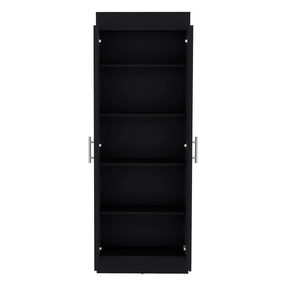 Teller Pantry Cabinet with 5 Shelves, Black -Kitchen