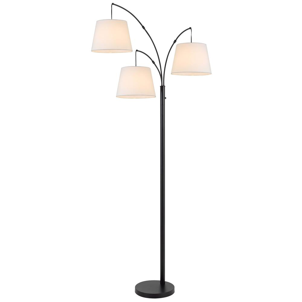 Vardon 3-Head Metal Arc Floor Lamp with Fabric Shades
