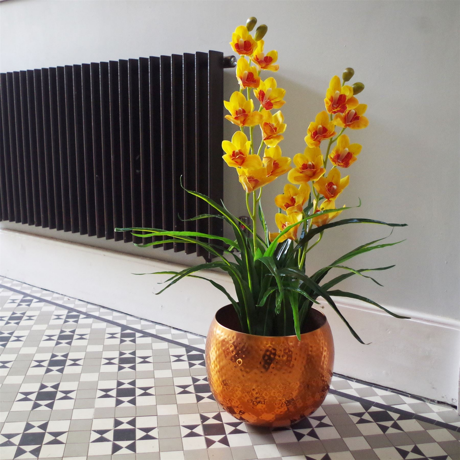 Large Orchid Plant Artificial Yellow Blossom Plant