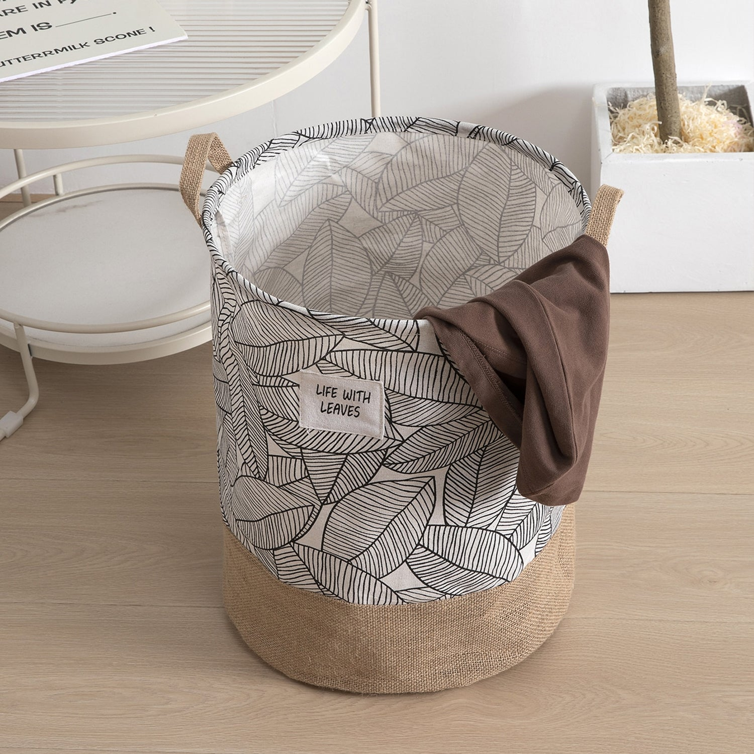 Foldable Leaves Laundry Basket Organizer For Dirty Clothes Storage~5276