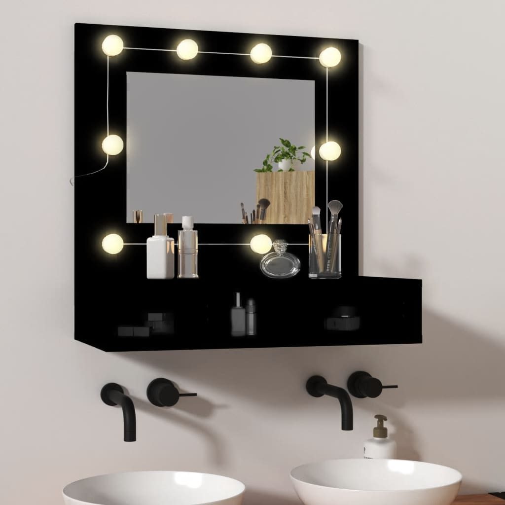 vidaXL Mirror Cabinet Black Engineered wood, Acrylic Medium