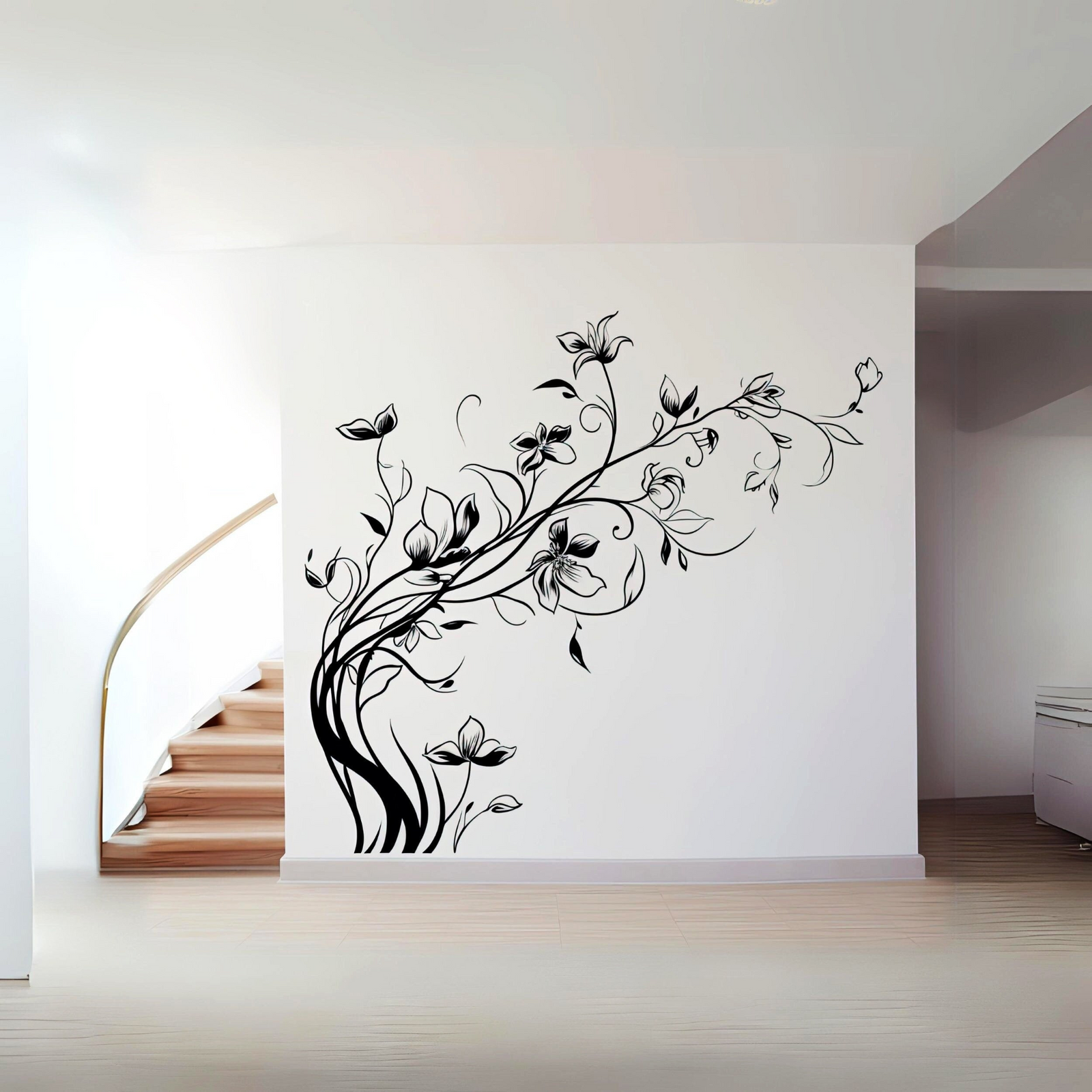 Peel and Stick Wall Decals – Elegant Floral Vinyl Sticker Set for Living Room Decor