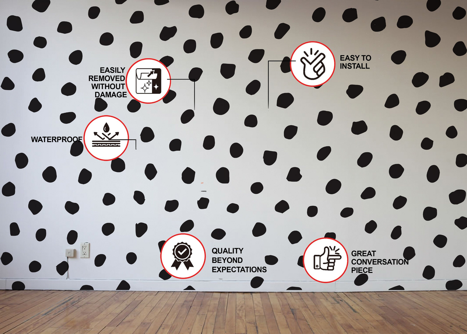Peel and Stick Wall Decal – Irregular Polka Dot Vinyl Wall Stickers for Modern Home Decor