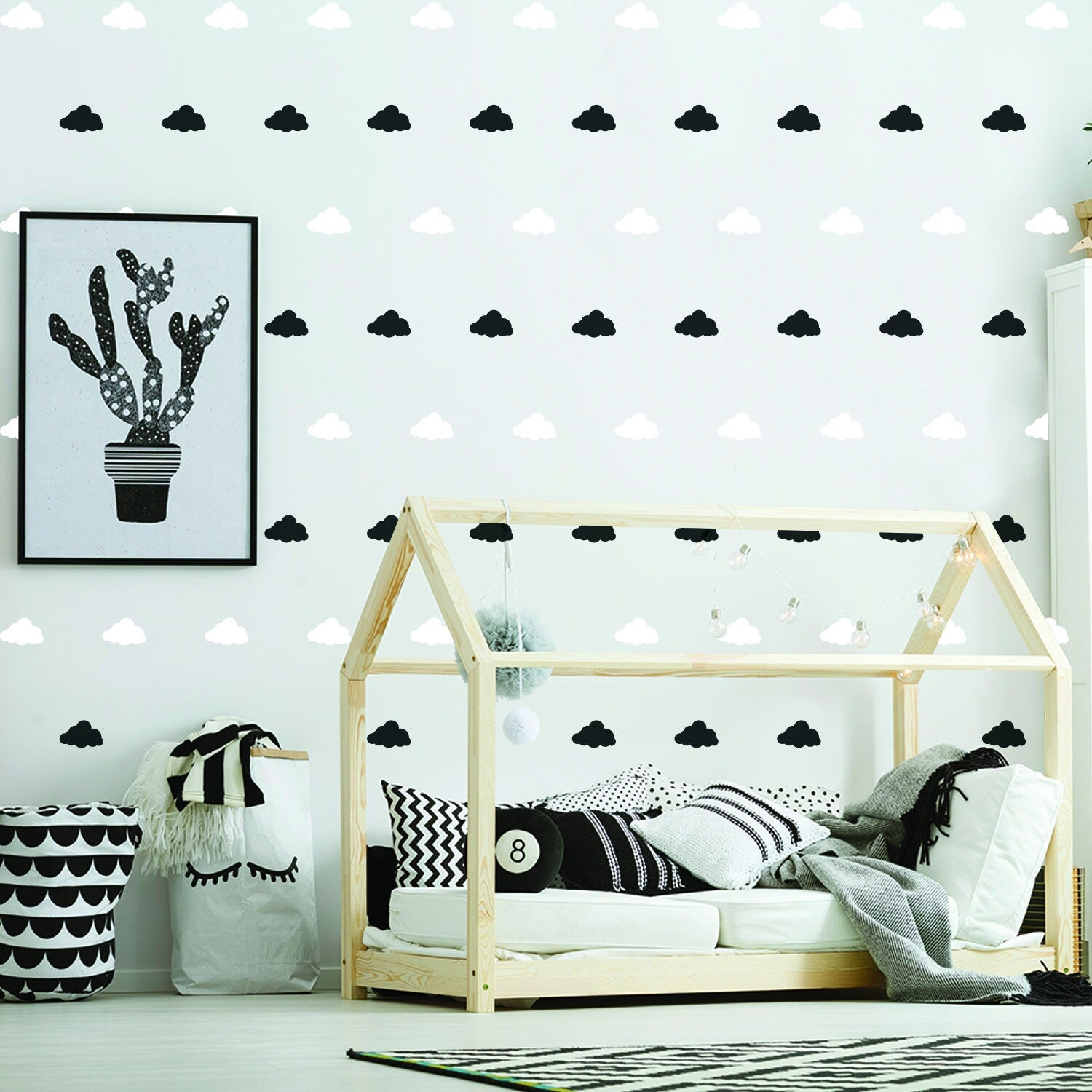 Peel and Stick Wall Decals – Cloud Vinyl Sticker Set for Nursery Decor (40 Pieces)