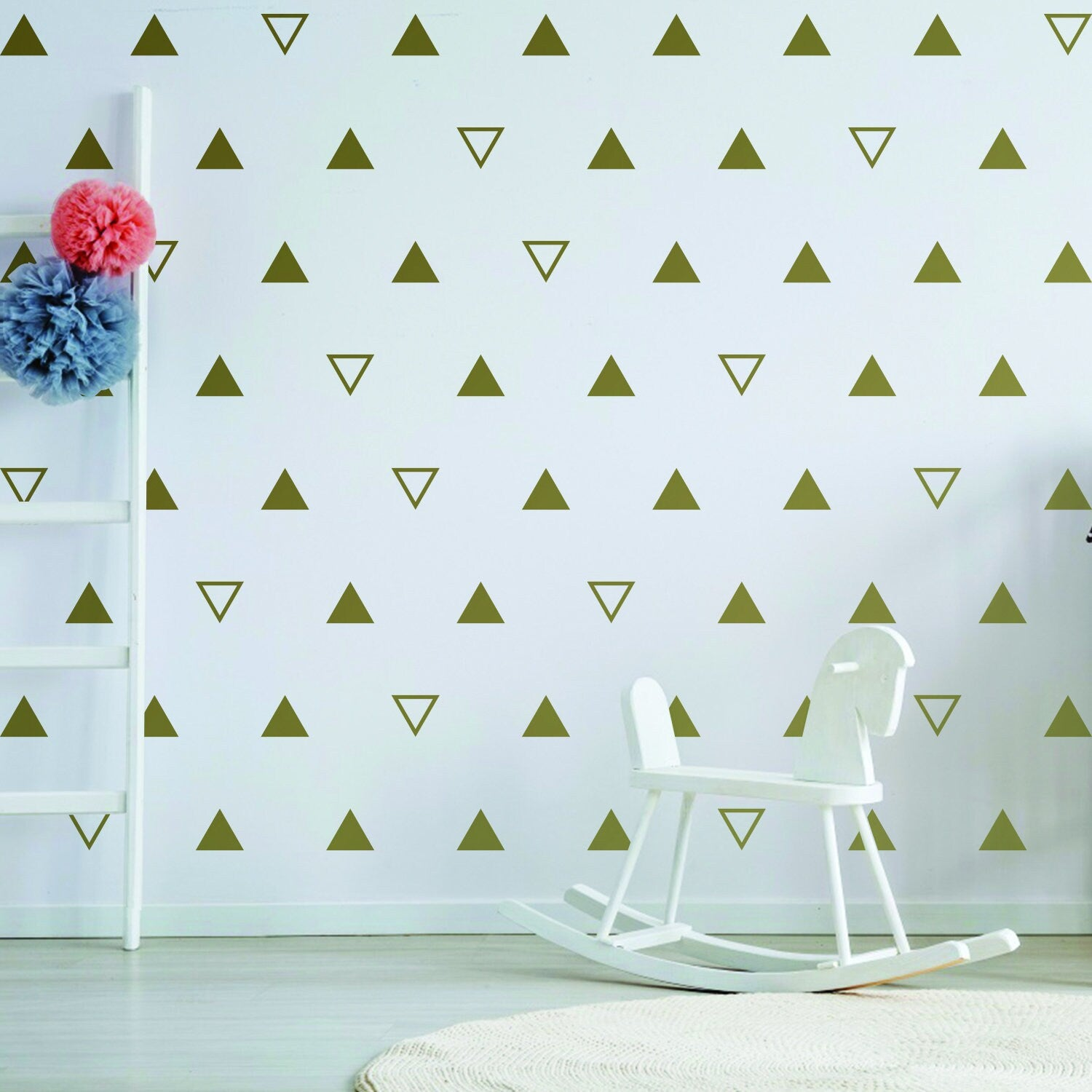 Triangle Wall Decals Set (40pcs) – Modern Black Geometric Vinyl Stickers for Minimalist Kids’ Spaces