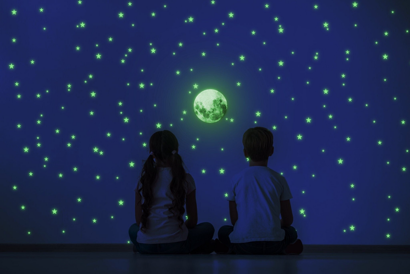 Glow In The Dark Stars Stickers - The Glowing Moon Decal For Nursery Kid Room Ceiling And Wall