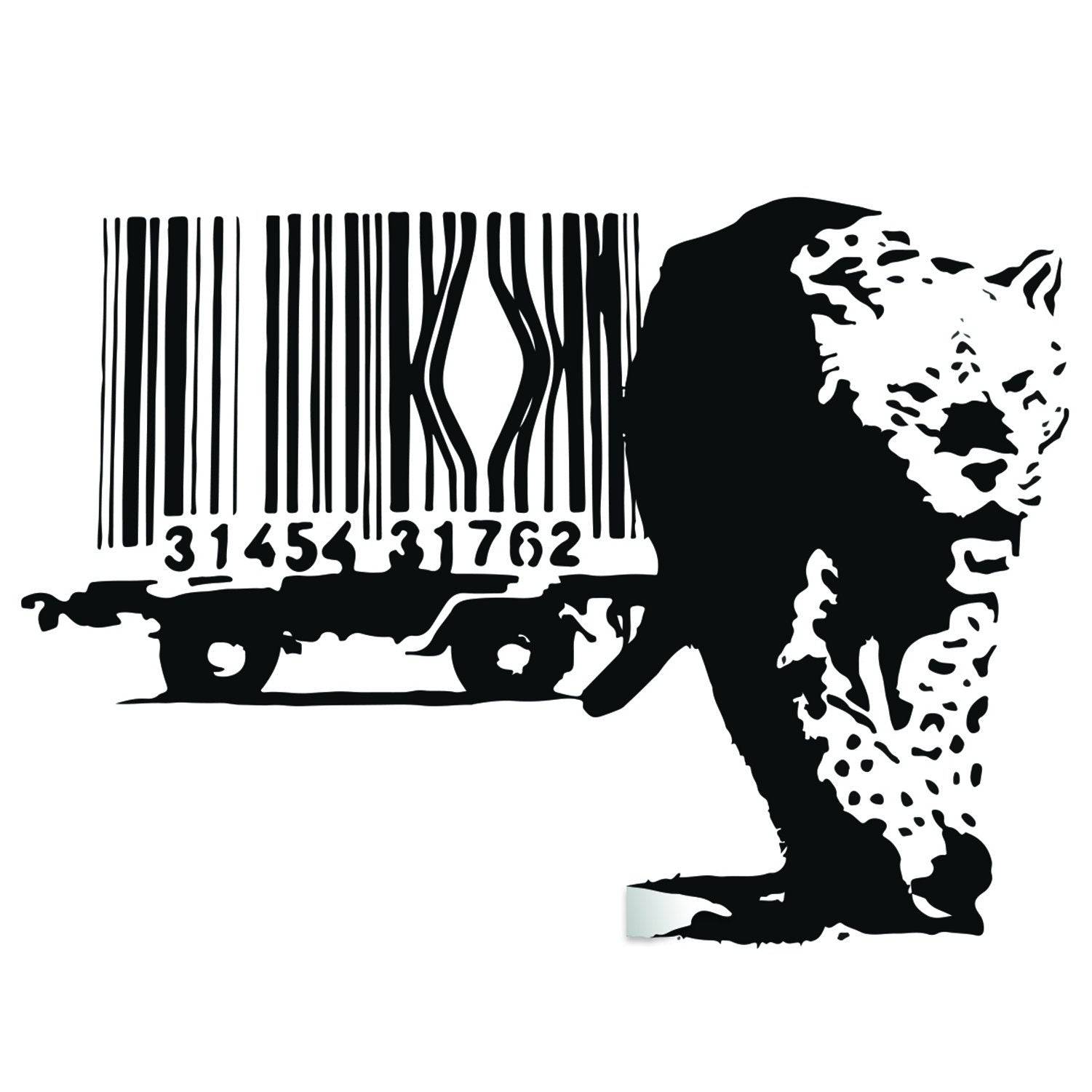 Banksy Leopard Barcode Wall Sticker - Art  Home Decor Diy Bar Code Mural Decal