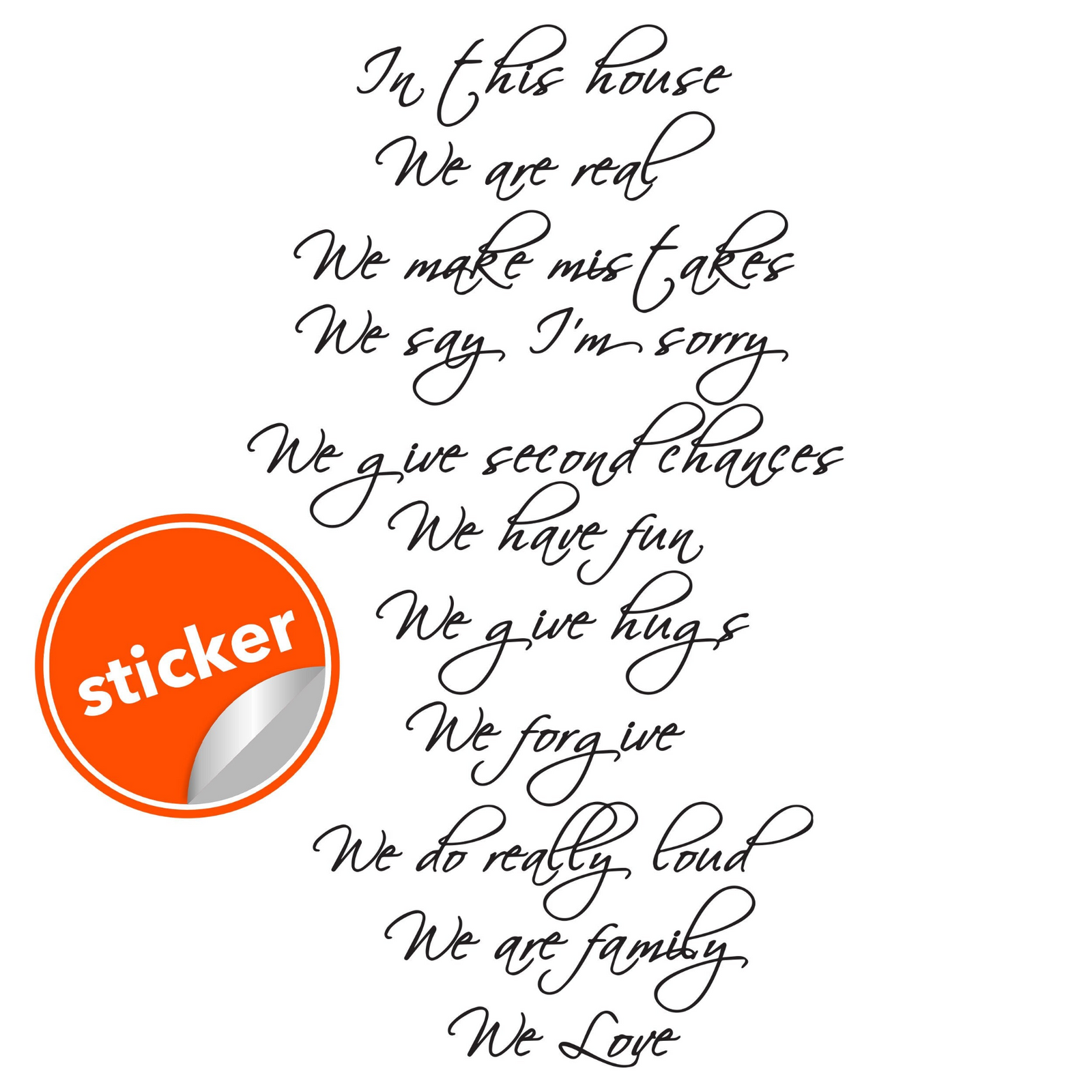 Peel and Stick Stair Decals – “In This House” Quote Vinyl Stickers for Staircase Decor