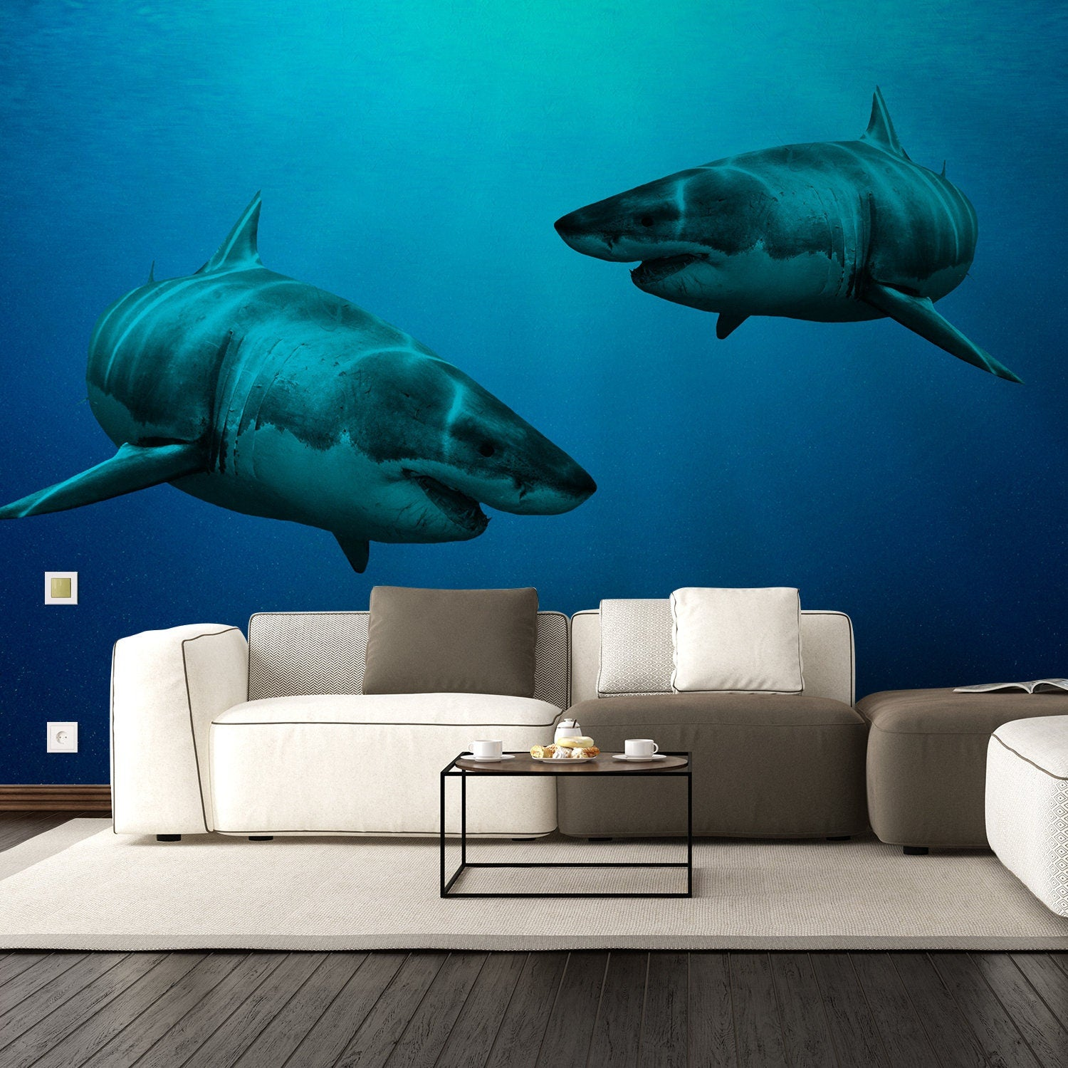 3D Shark Ocean Wall Sticker | Peel-and-Stick Underwater Vinyl Décor for Kids’ Rooms & Nautical Interiors