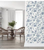 Navy Blue Jasmine Chinoiserie Vinyl Peel and Stick Wallpaper Roll 40.5 sq. ft. 