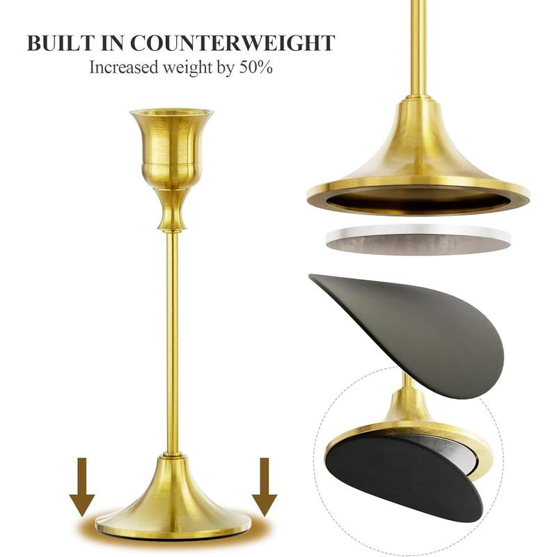 Elegant Metal Candlestick Holder Set – Perfect for Taper Candles, Table Centerpieces, Fireplace, Weddings & Home Decor