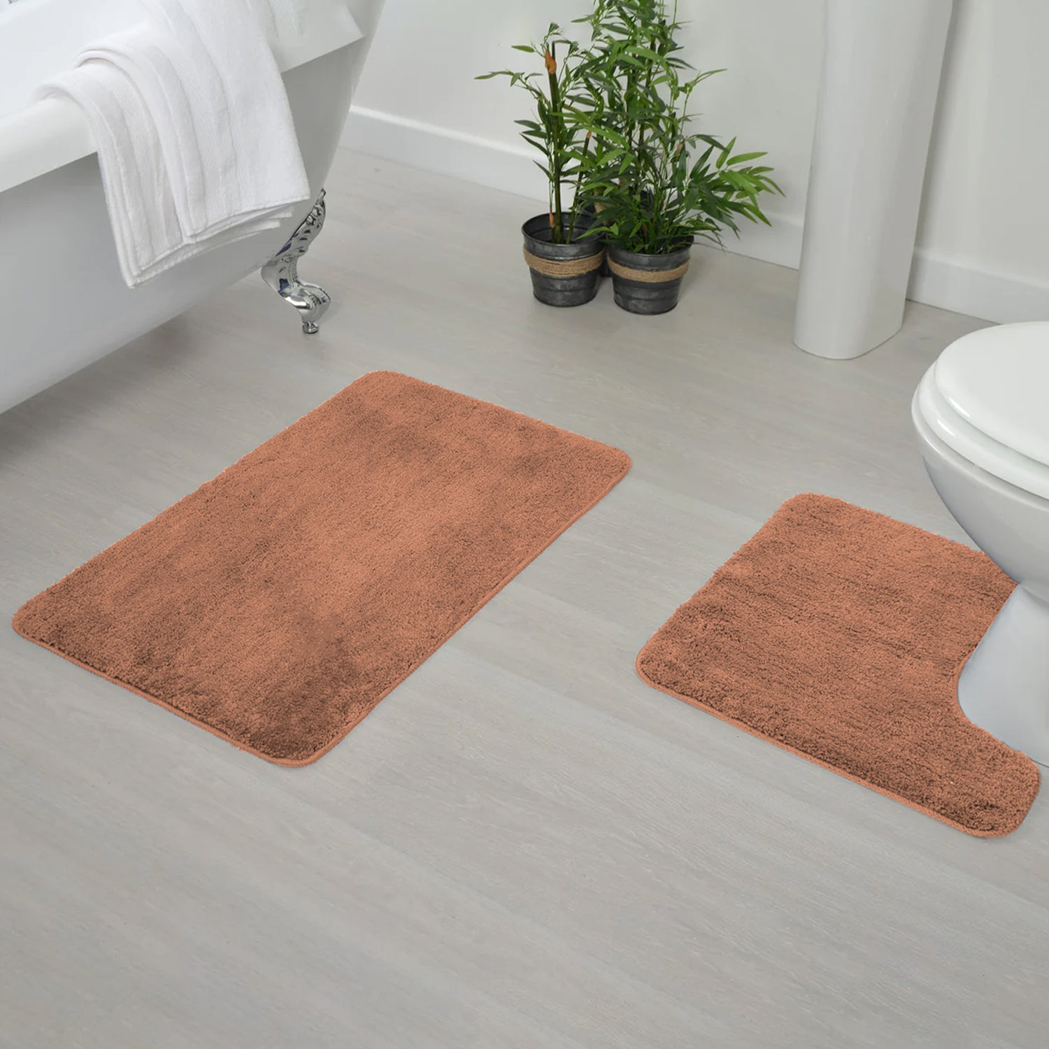 Non-Slip Bathroom Mats Set – 2 Piece Bath Mat & Pedestal Mat~5394