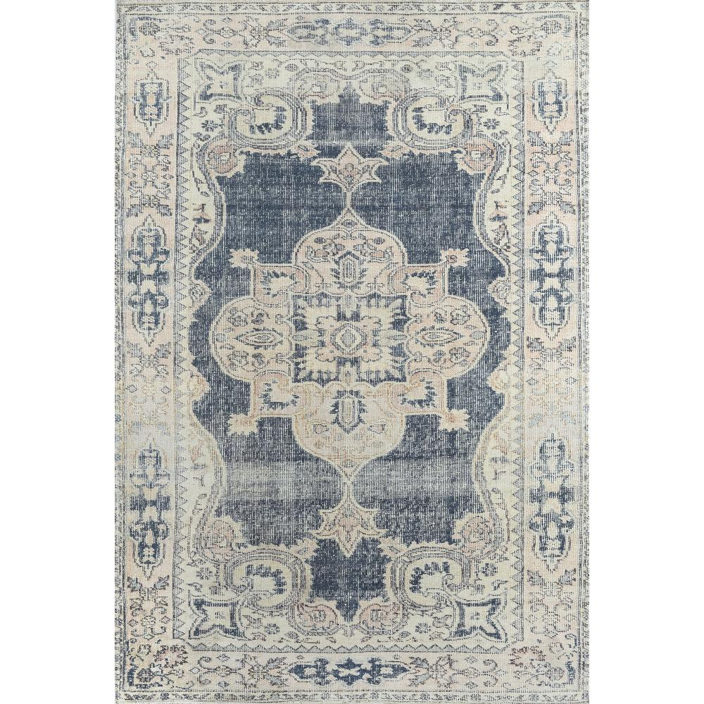 Traditional Runner Area Rug, Navy, 2'3" X 7'6" Runner