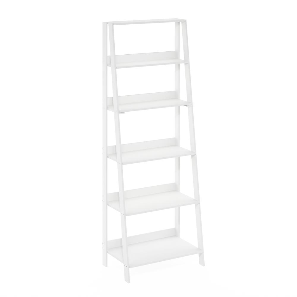 Ladder Bookcase Display Shelf, 6-Tier, White