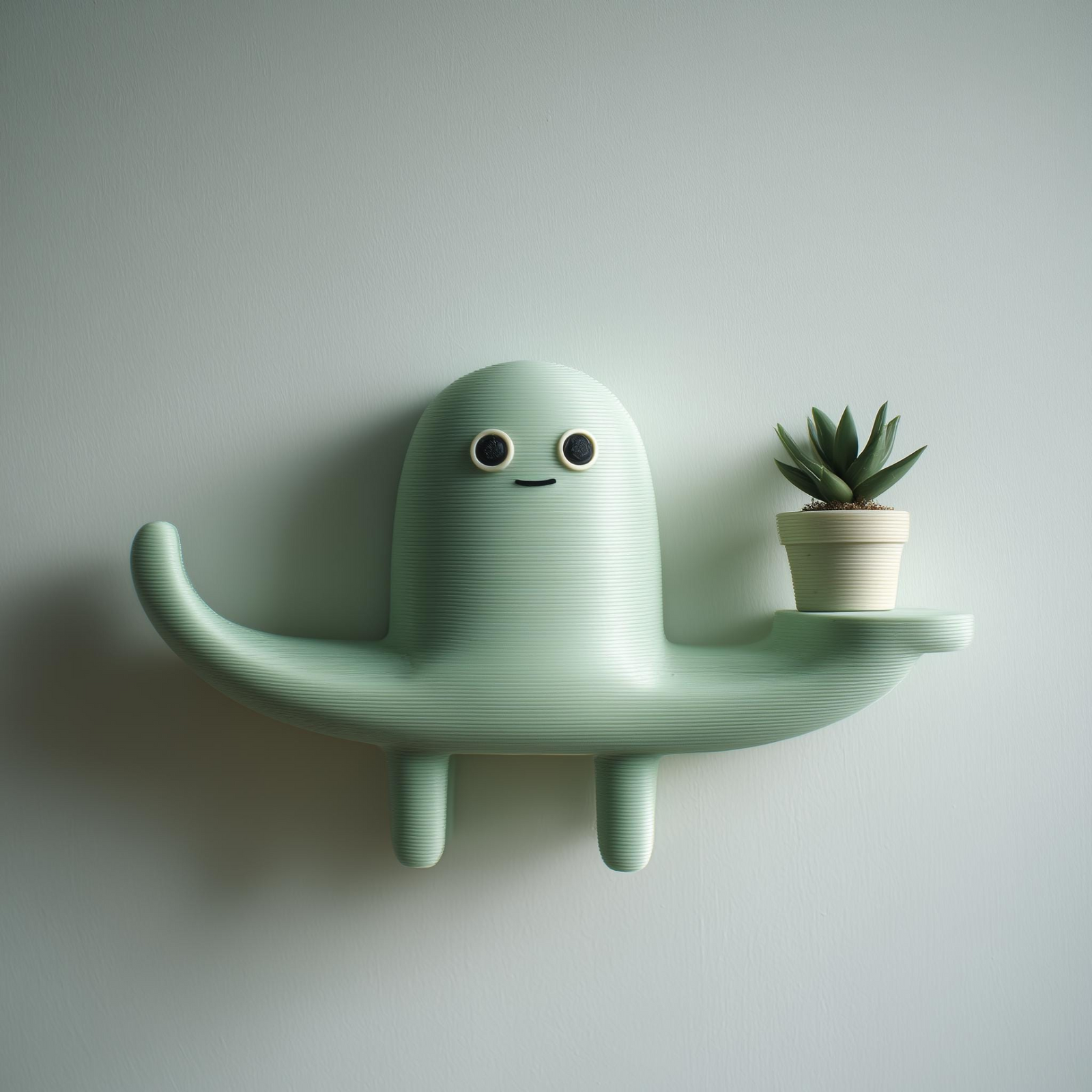 3D Printed Creature Wall Shelf | Cute Monster Floating Shelf for Small Plants | Playful Wall Decor for Kids Room | Whimsical Nursery Display