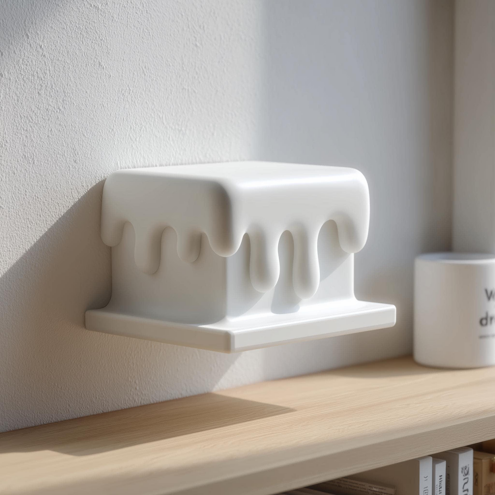 3D Printed Dripping Wall Shelf – Sculptural Melting Floating Ledge for Bedroom, Entryway, and Gaming Room Decor