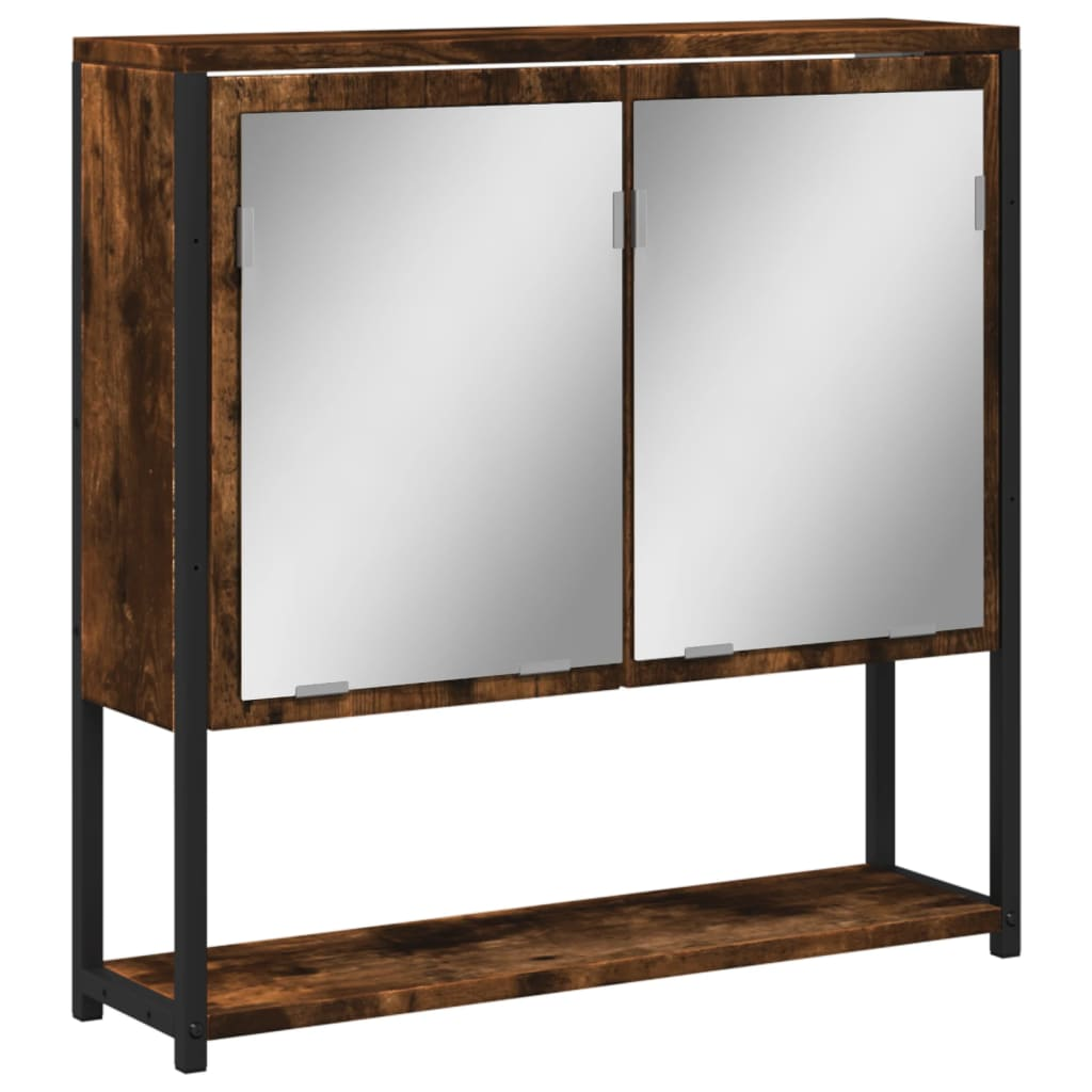 vidaXL Bathroom Mirror Cabinet Smoked Oak