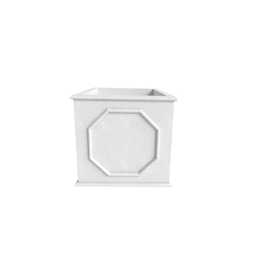 Sprout Series Cubic Fiber Stone Planter in White 10.2 Cube
