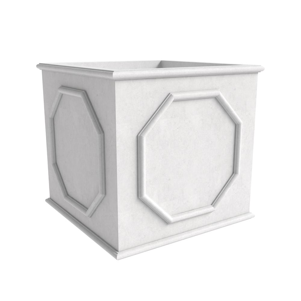 Sprout Series Cubic Fiber Stone Planter in White 21.7 Cube