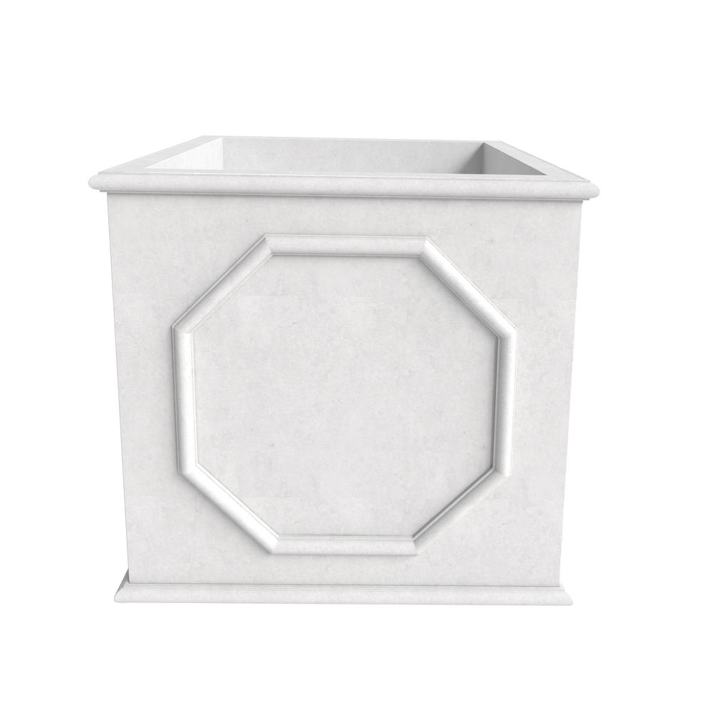 Sprout Series Cubic Fiber Stone Planter in White 21.7 Cube