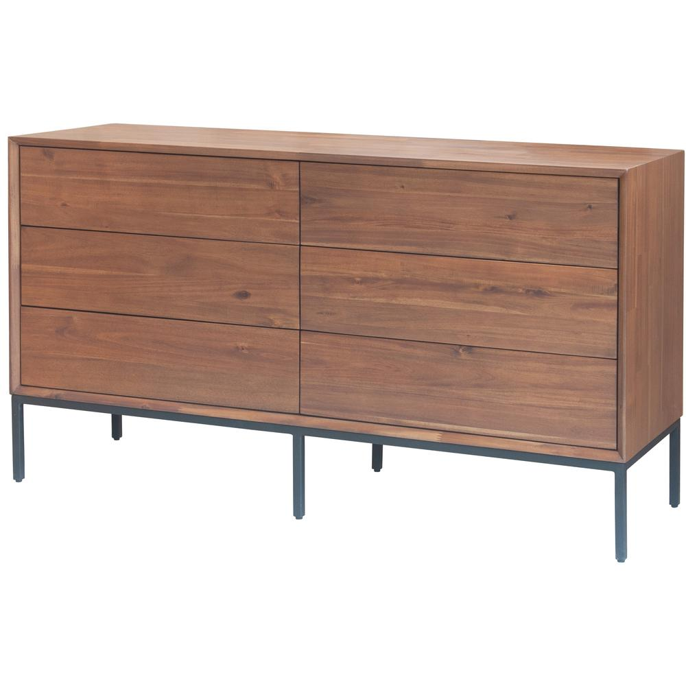 Hathaway 6-Drawer Dresser – Newton Brown Solid Acacia Wood