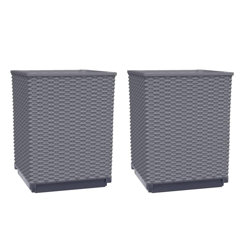 Planter Set of 2 Blue Grey Polypropylene Medium