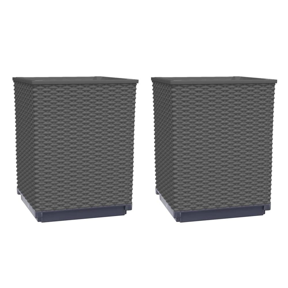 Planter Set of 2 Black Polypropylene 11.8x11.8x14.6 in.