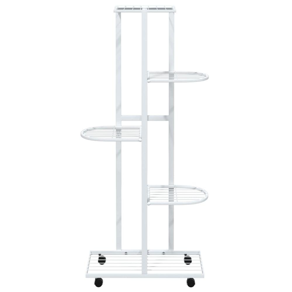 Flower Stand White Iron Tall Rollable Flower Stand