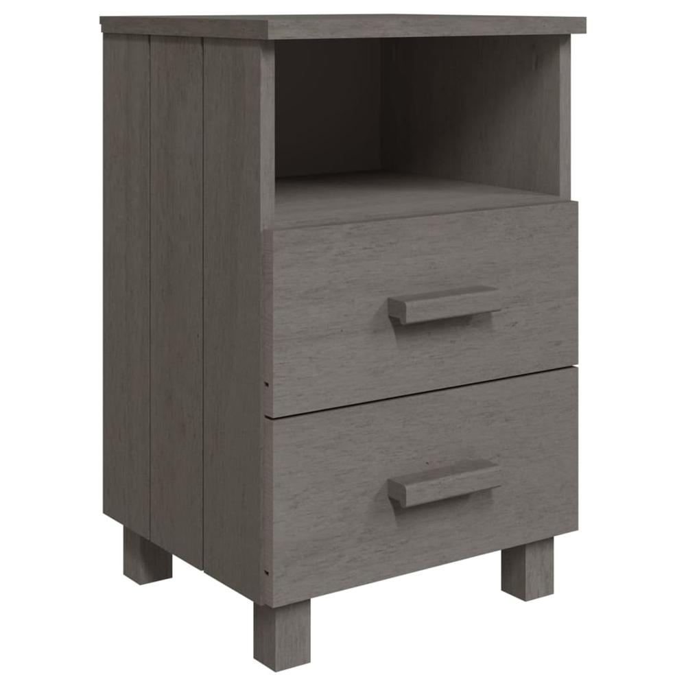Bedside Cabinet Set of 2 Light grey Solid pine wood, MDF Standard