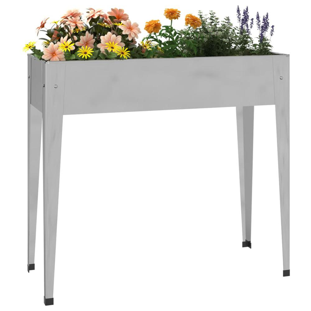 Garden Planter Metallic silver Galvanized steel Tall