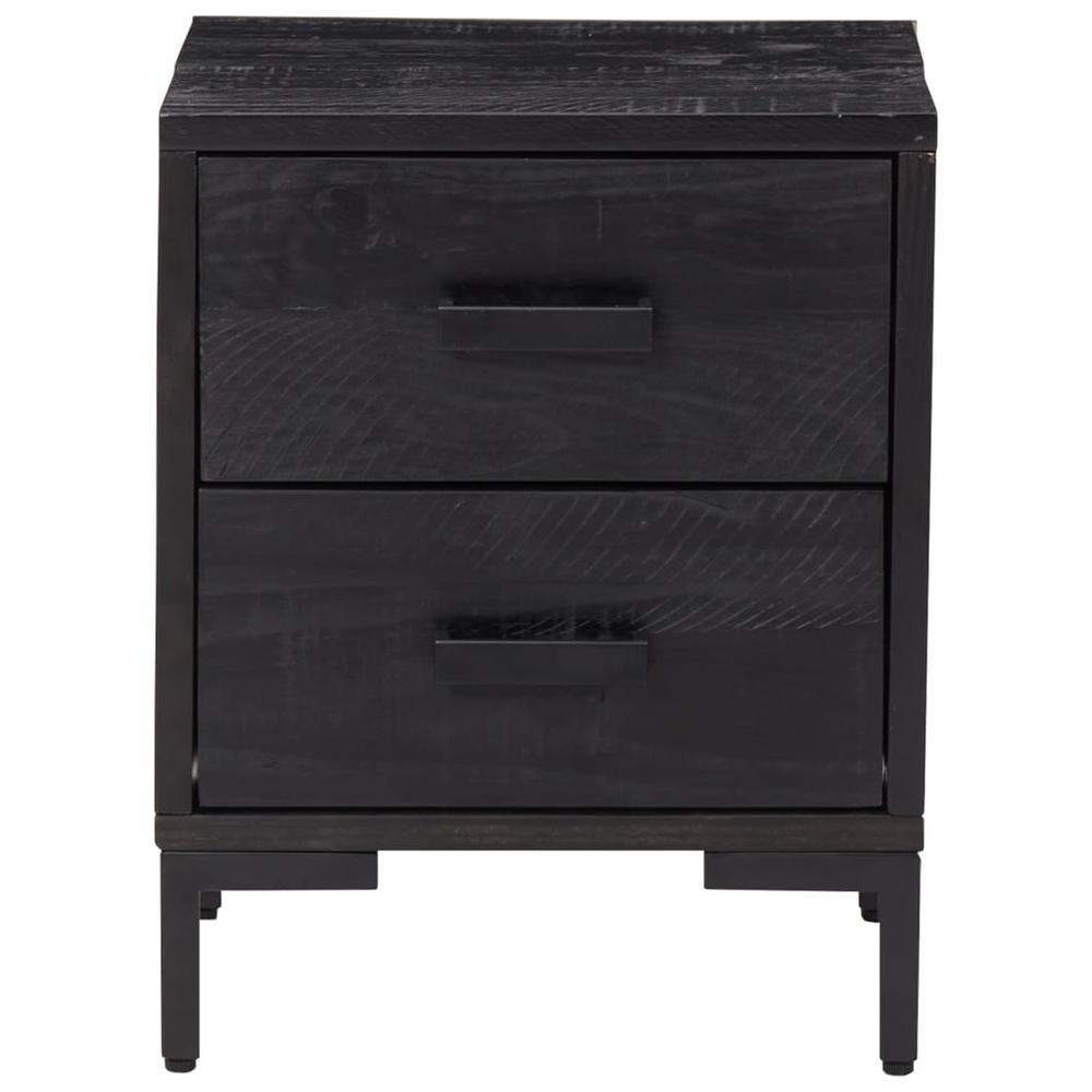 Bedside Cabinet Black Solid pinewood, engineered wood, metal Medium