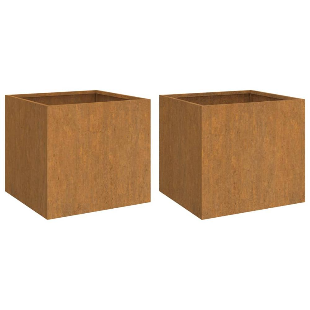 Planter Set of 2 Rusty Corten Steel Medium Durable