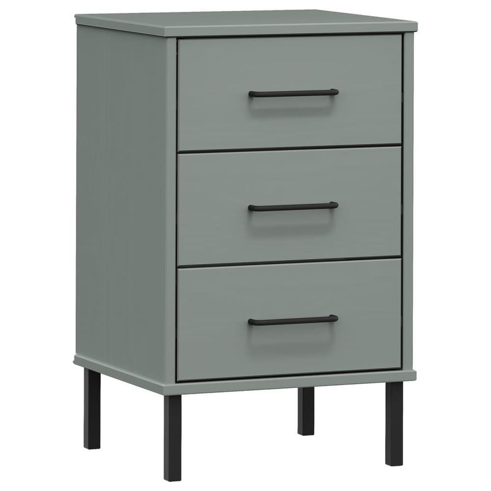 Bedside Cabinet Grey Solid pine wood, metal Medium