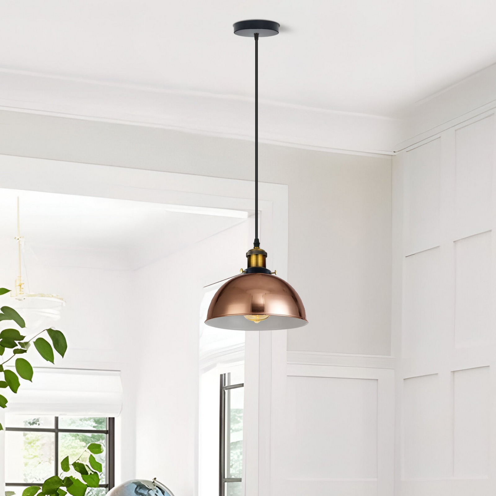 Vintage Modern Ceiling Pendant Light Metal Dome Shade Hanging Indoor Light Fitting With 95cm Adjustable Wire~1854