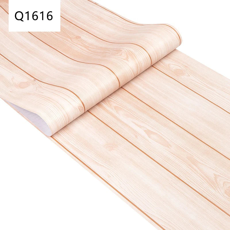 45CM PVC Wood Striped Self-Adhesive Waterproof Wallpaper Sticker