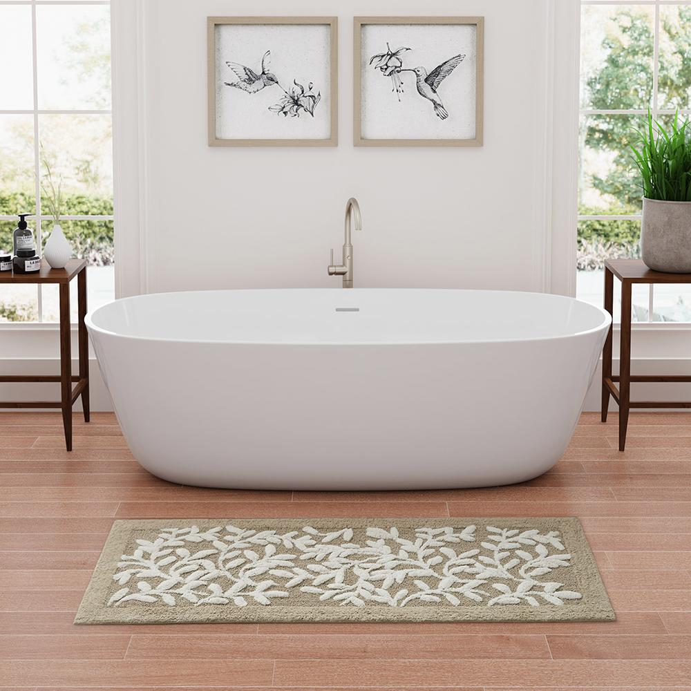 Serene Cotton Tufted Bath Rug, Taupe color