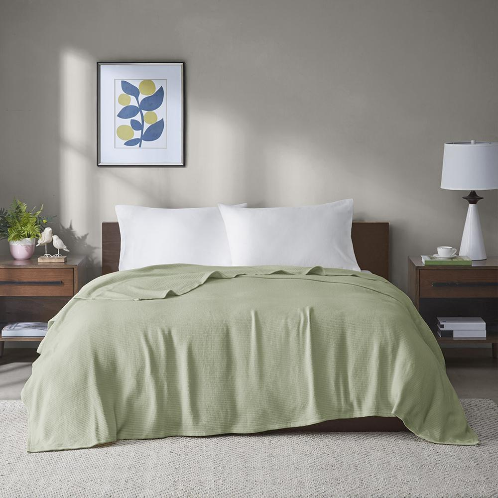 “Freshspun Basket Weave Cotton Blanket – 100% Cotton Lightweight Bed Blanket for Year-Round Comfort”