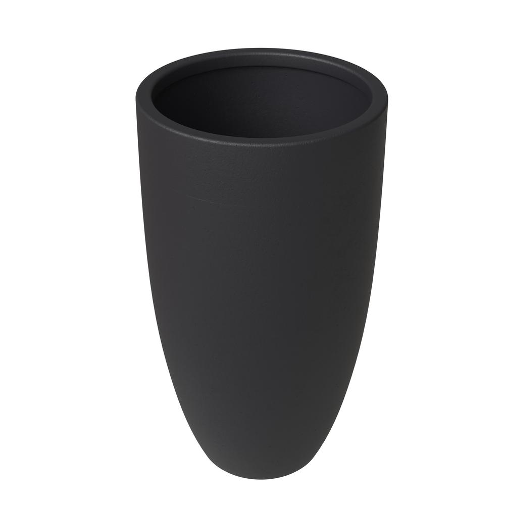 Crete Series Poly Stone Planter in Black 13.4 Dia, 23.6 High