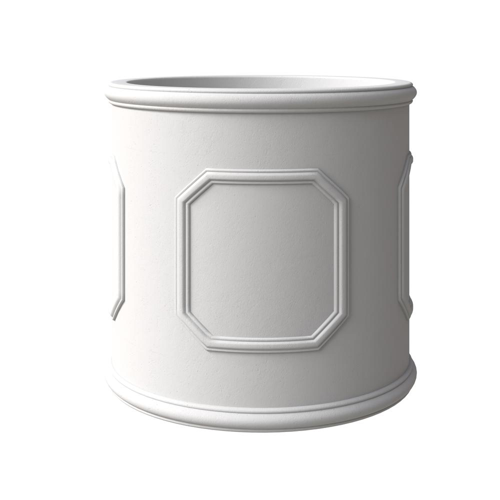 Meadow Series Fiber Stone Planter in White 15" Dia, 15" HIgh