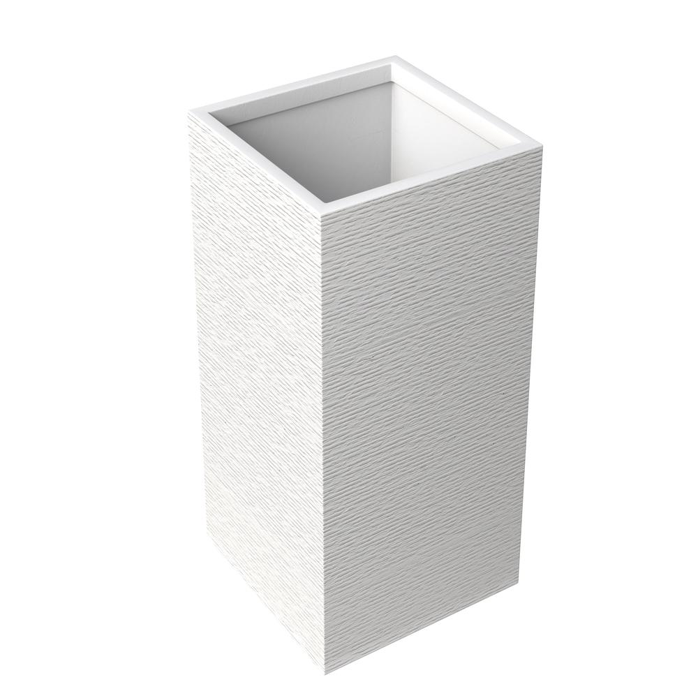 Basalt Series Poly Stone Planter 17" Square 31.5" High in White